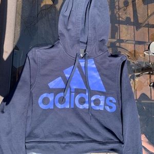 Blue Adidas Crop top Hoodie